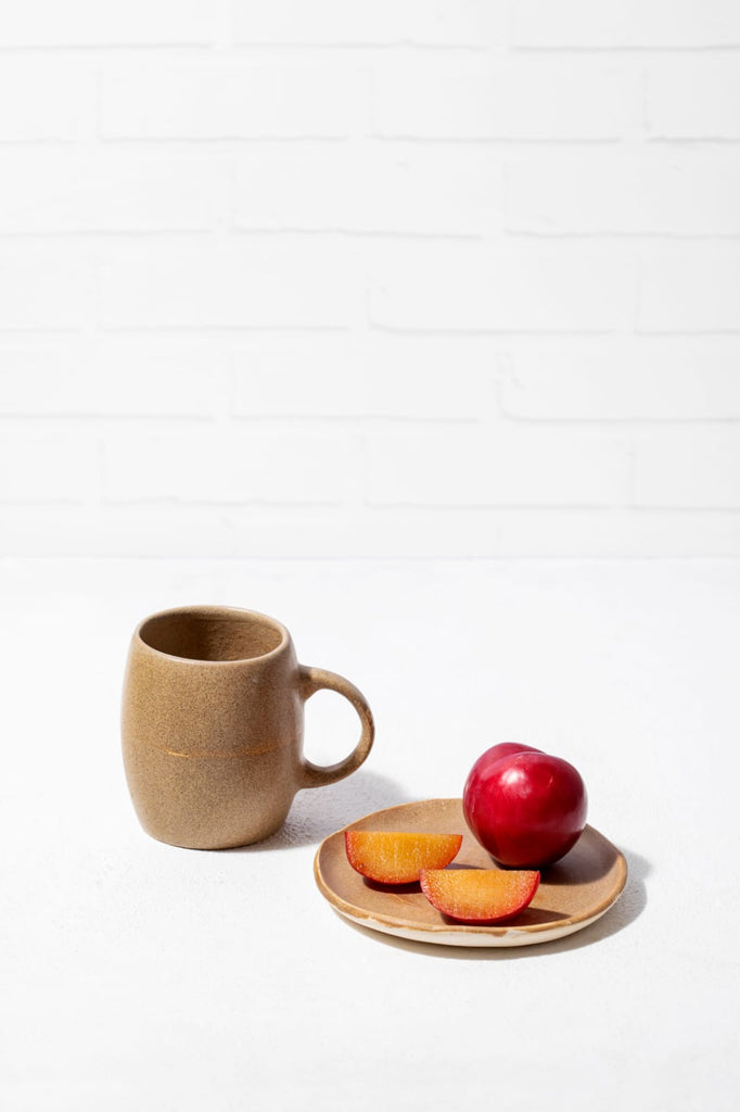 Sand Stone Cup & Cookie Plate Set